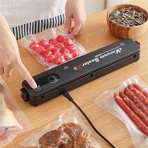 Вакууматор ,  вакуумний пакувальник для їжі, побутовий вакууматор чорний Вакууматор