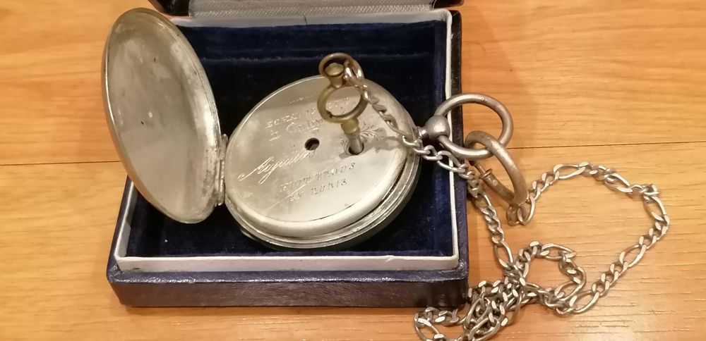 Relógio bolso cilindro em prata huit trous en rubis