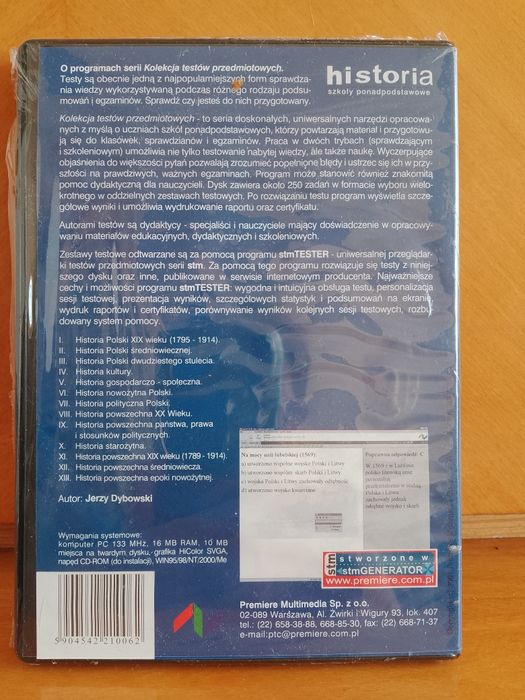 Historia szk. ponadpodstawowe. Testy na płycie CD