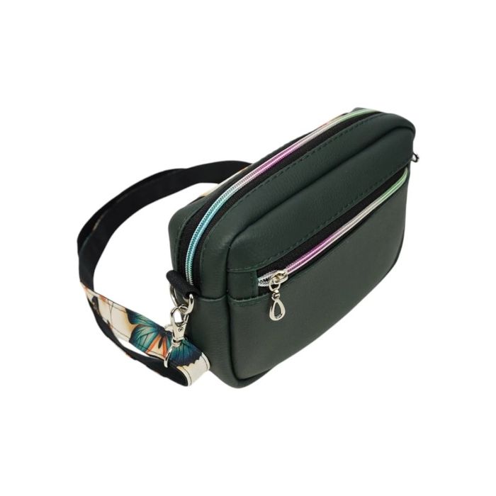 Mini Torebka Box z Ekoskóry z Motywem Motyli i Polnych Kwiatów