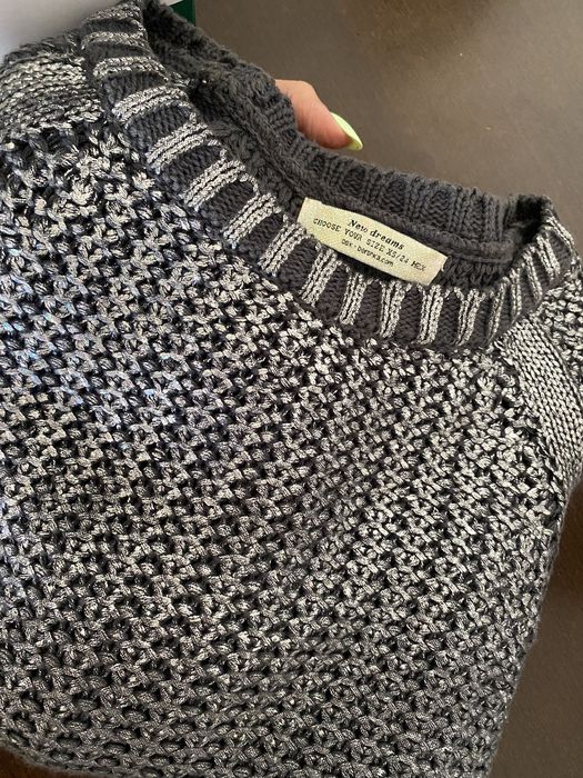 Camisola Malha Bershka cinza com pormenor prateado