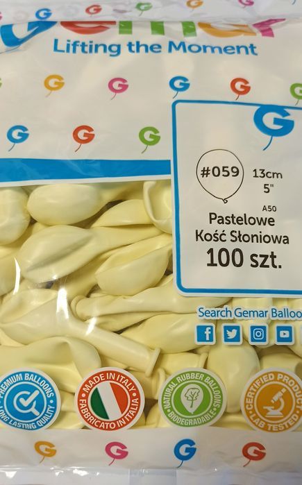 balony profesj 5 cali pastel kość słoniowa 100sz gemar x100 wesele