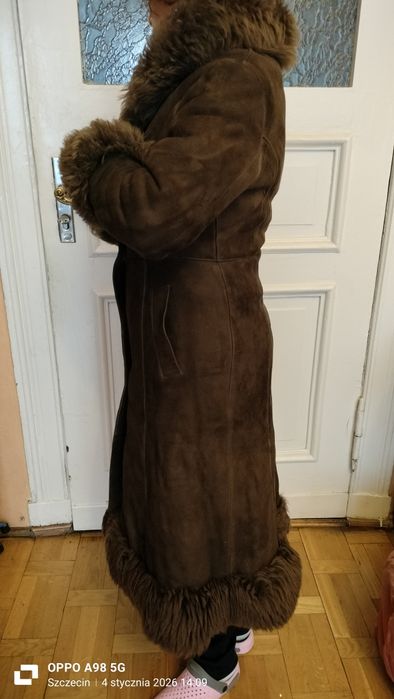 Kożuch damski vintage naturalny.