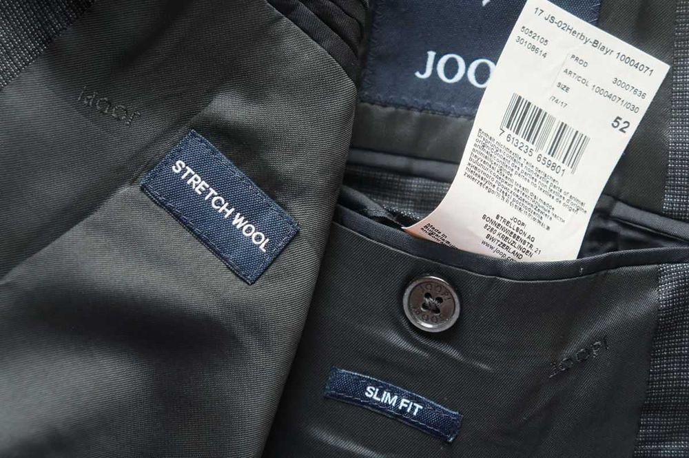 JOOP! marynarka męska rozmiar 52 Slim Fit grafitowa 98% wełna