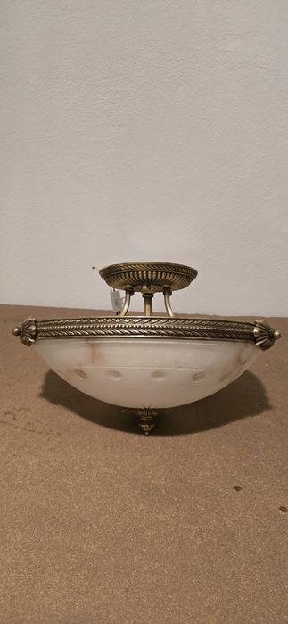 Candeeiro plafound em pedra Alabastro e Bronze