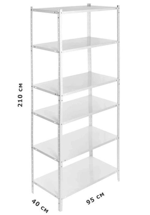 Стеллажи 210x95x40см СПУ-5 металлические белые (Б/У)