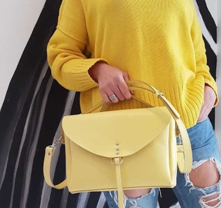 Сумка жіноча, шкіра натуральна, жовта матова, нова