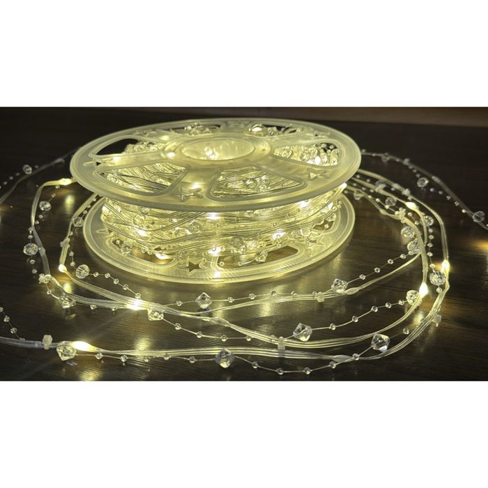 Гірлянда Капля Роси з перлами 400 лед білий і теплий колір 50м Новинка