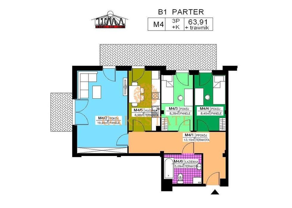 3pokoje, 64m2, osiedle Widok