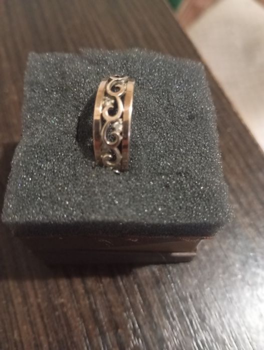 Серебрянное кольцо 925 проба с золотой пластиной