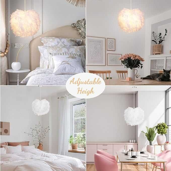 ALLOMN Lampa wisząca Skaulo LED z piór, E27, Ø 22 cm, biała