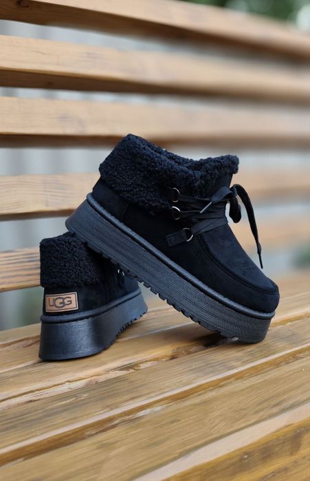 36-41 р чорні черевики чоботи угги жіночі теплі на товсті підошви ugg