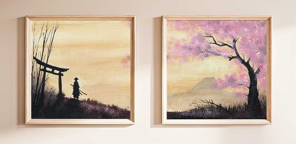 "Echo kwitnącej doliny" – obraz akrylowy 15x15 cm ręcznie malowany