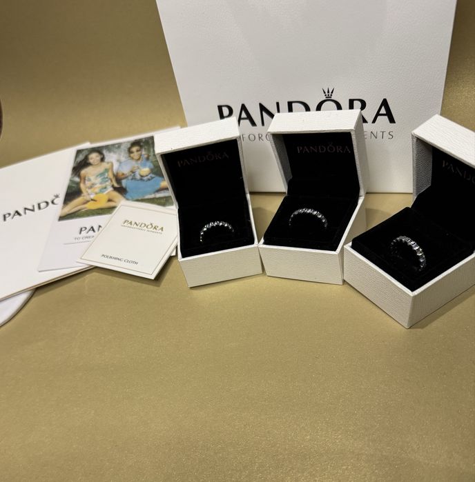 Каблучка пандора блискучий рядочок срібна калбучка Pandora