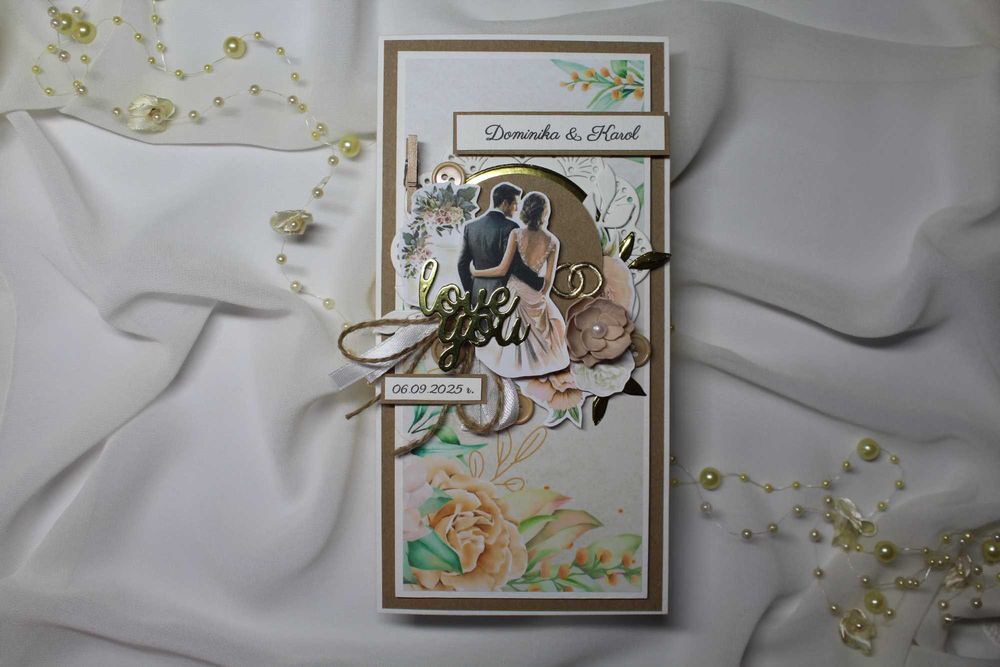 Kartka ślubna - ręcznie robiona