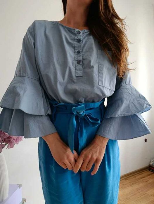 Made in Italy bawełniana bluzka falbany romantic boho
