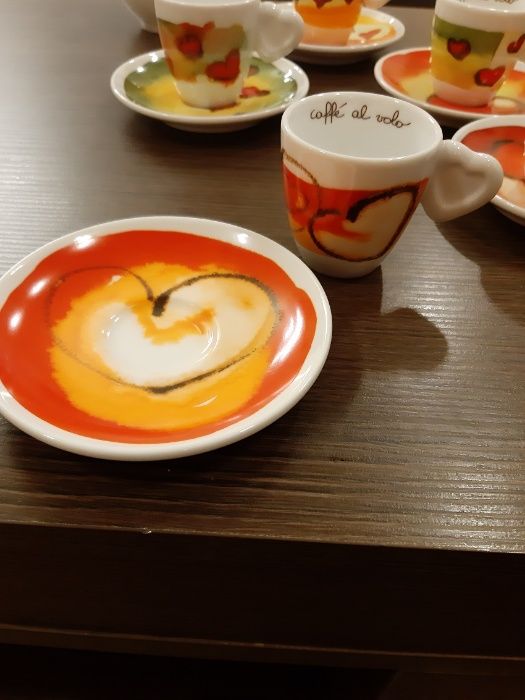 komplet filiżanek do kawy espresso 6 szt. + cukiernica