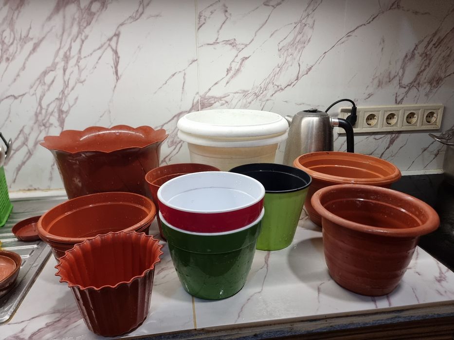 Пластиковые горшки от 15 до 20 см в диаметре