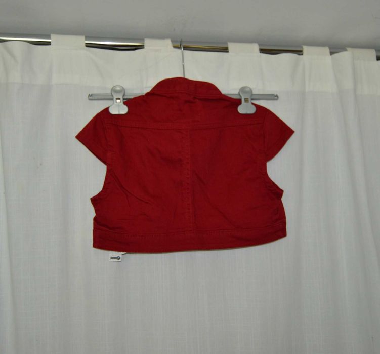 stradivarius s bolerko jeansowe czerwone ćwiekami nitami rock goth