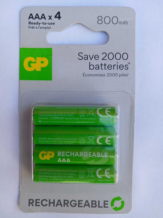 Акумуляторні батарейки GP, AAAx4, 800mAh, 1.2V, NiMH
