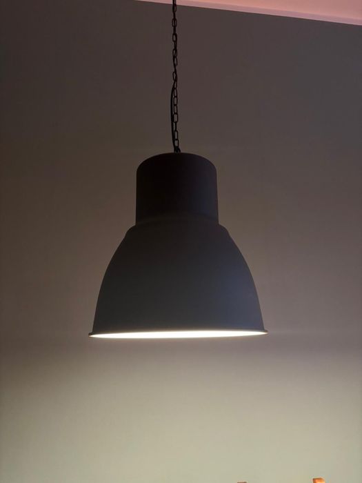 Lampy lampa ikea hektar 38cm szara loft dlugi kabel wysoki sufit