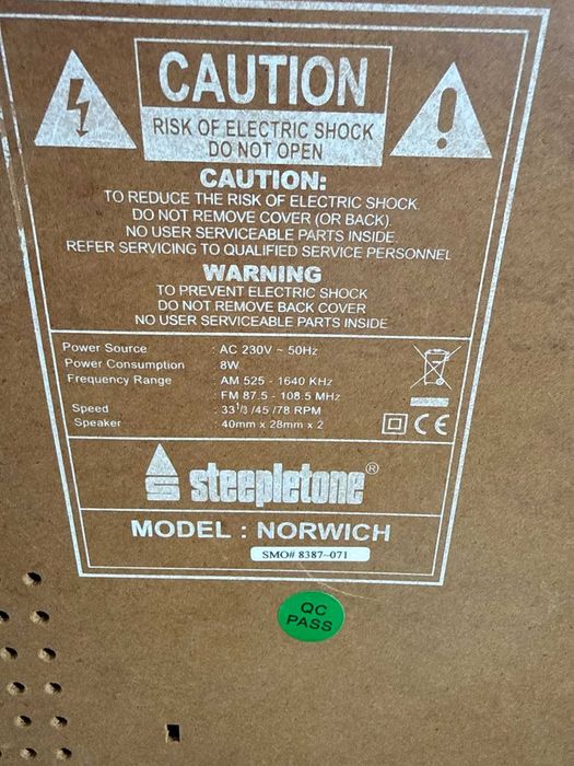 Steepletone Norwich Rádio AM/FM e Gira-Discos Retro | Funciona Perfeitamente