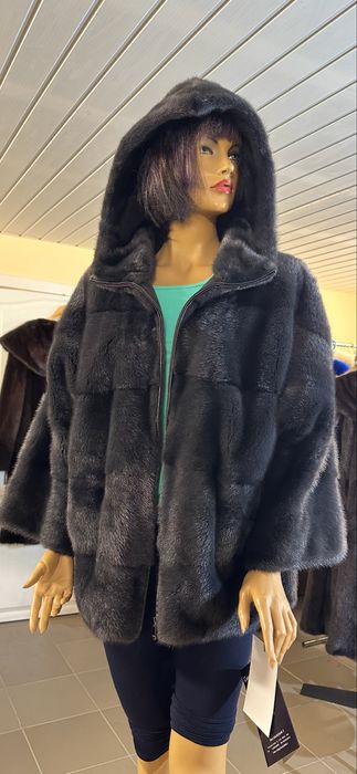 Рр 52-54. Норковая бомбер кимоно. ‘ морская волна’ Colini.