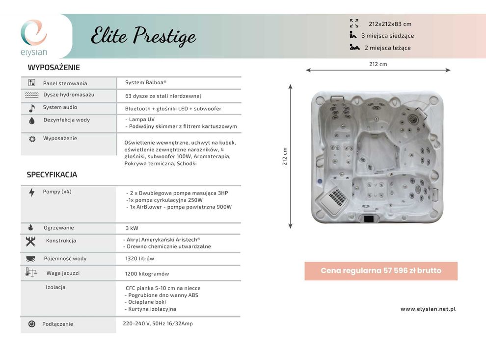 5 osobowa wanna spa Elite Prestige - nowość 2026