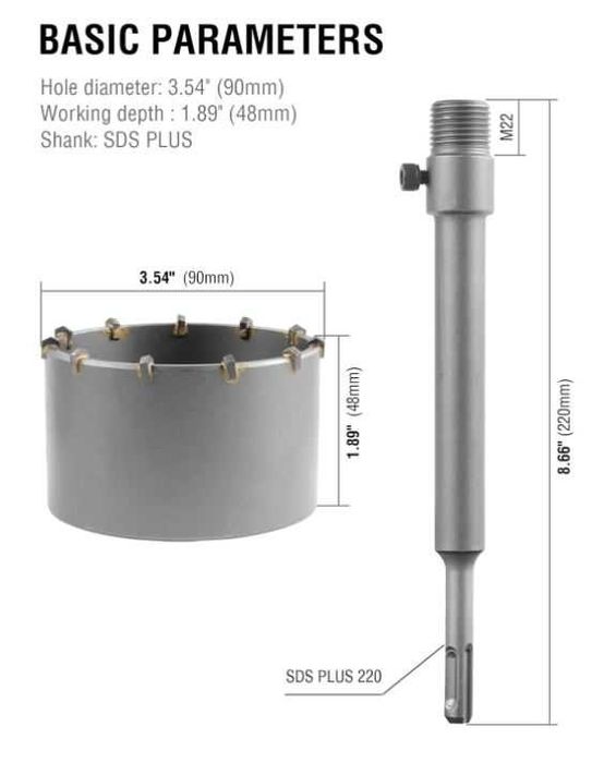 Otwornica do betonu 90mm SDS Plus BINOTA