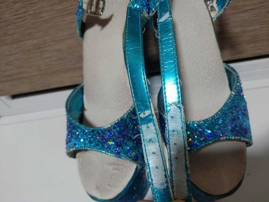 Босоножки стрипы тройки бирюзовые Pleaser 39 размер