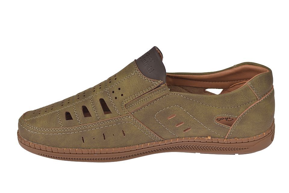 Mokasyny męskie ażurowe letnie khaki P-4-7045 rozmiar: 40