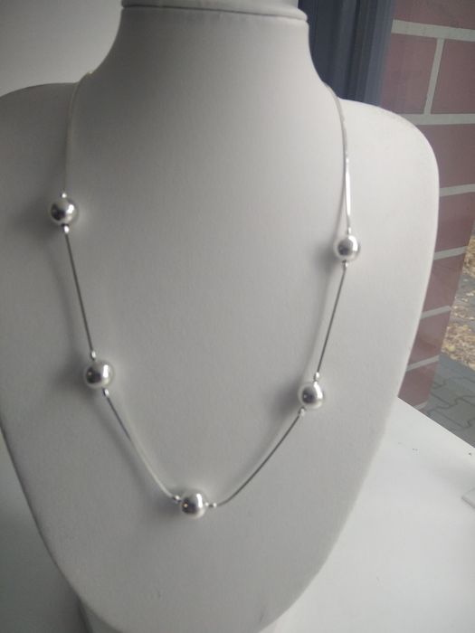 Srebrny łańcuszek z kulkami srebro 925 długość 45cm  37