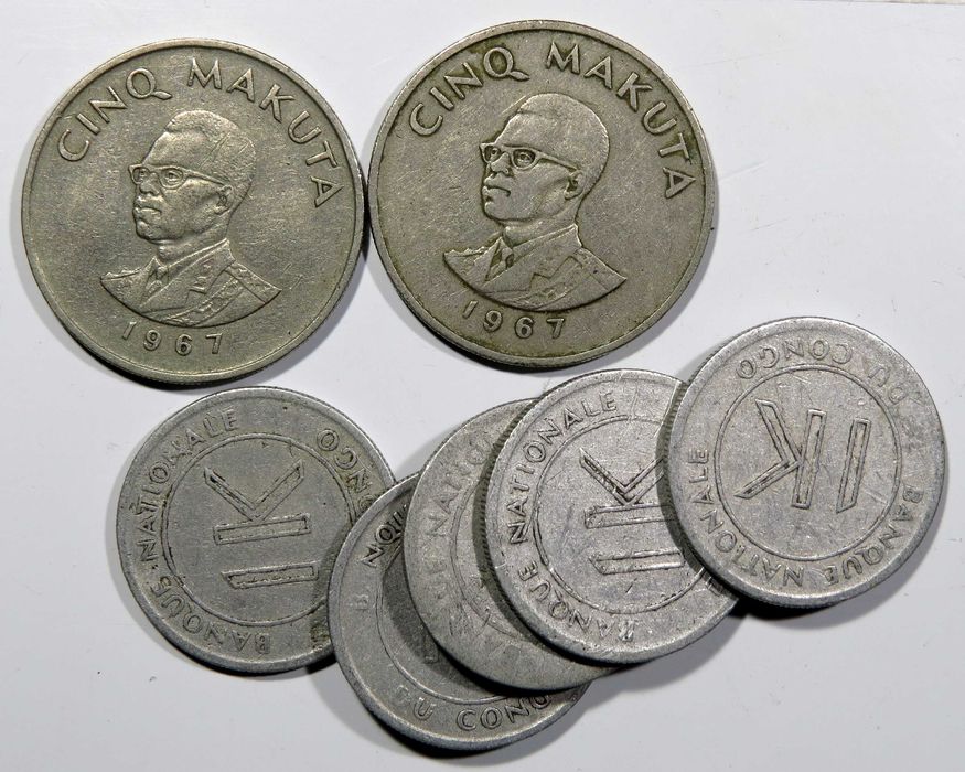 MOEDAS Congo - 7 Exemplares - veja as imagens - Só 2,5€