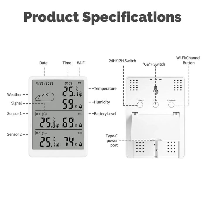 WiFi-Метеостанція з двома бездротовими датчиками