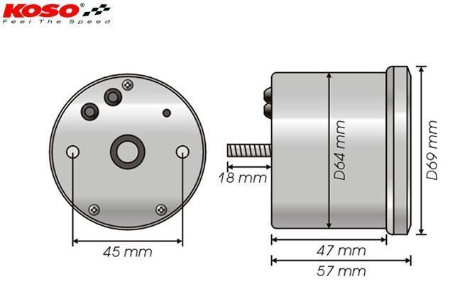 velocímetro universal koso d64 chrome style