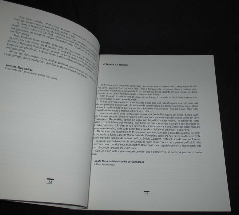 Livro Emídio Guerreiro 100 Anos de História 1999 com convite