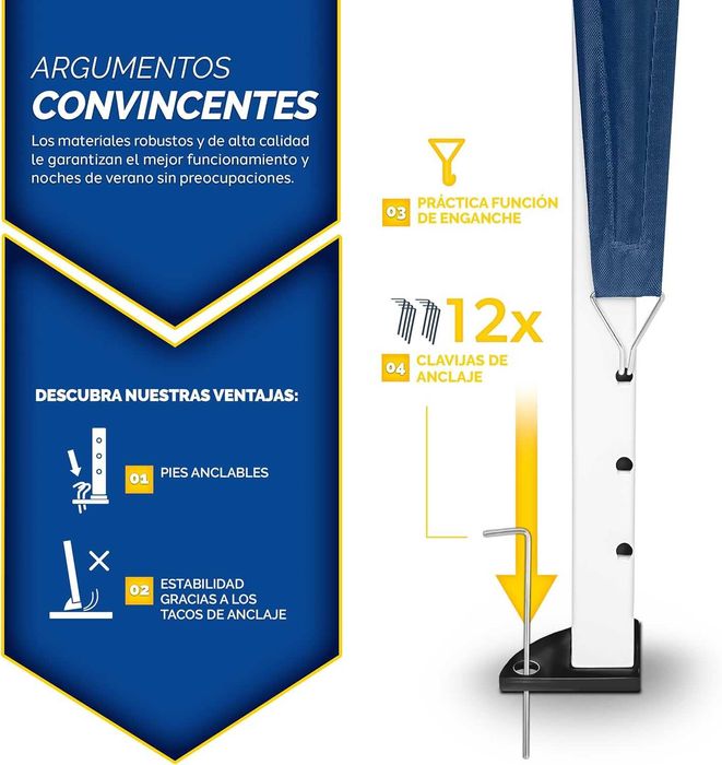 TENDA Gazebo dobrável tillvex, 3 x 6 m, com saco ( 3 painéis laterais)