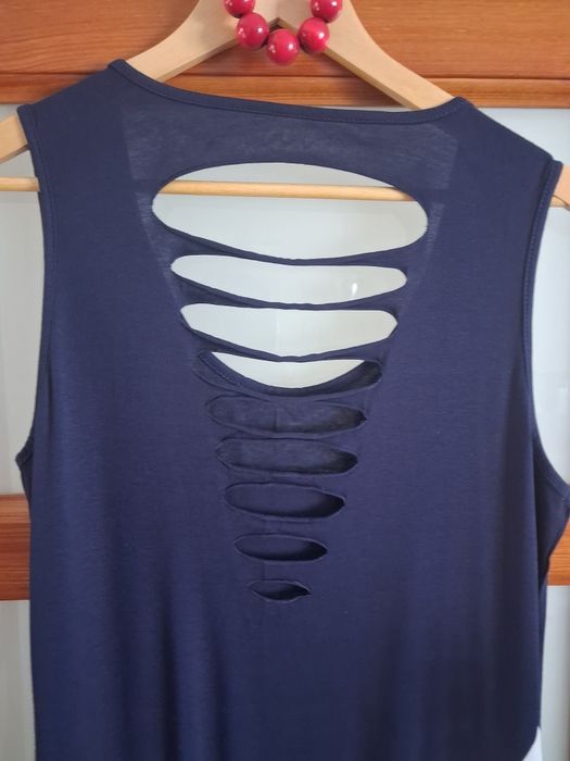 Sukienka letnia 40 L 42 XL długa paski wyszczuplająca