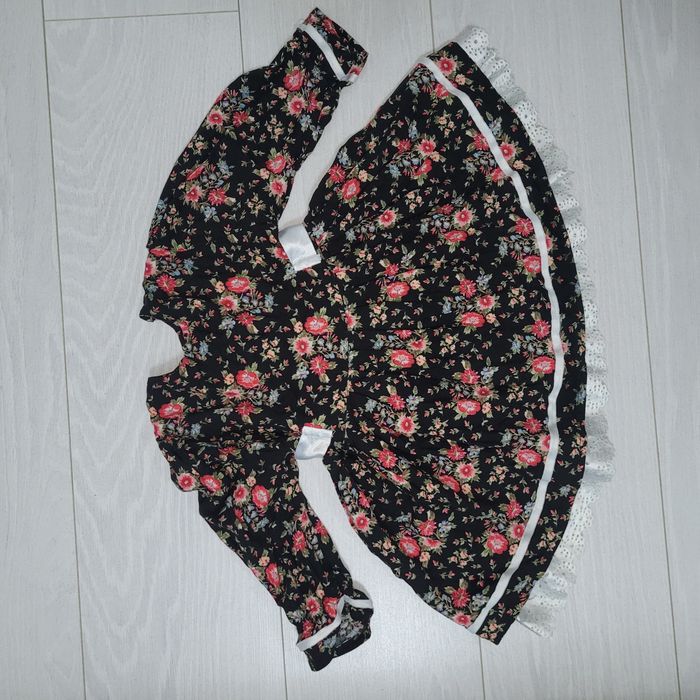 sukienka 9 m-cy, 74 cm, czarna w kwiatki,