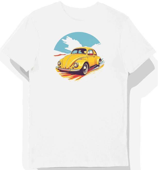 Koszulka męska biała z Klasycznym Volkswagenem Beetle L