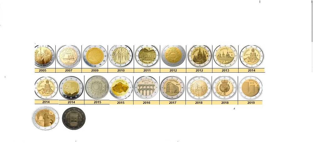 Espanha comemorativas de 2 euros ou 2,00 ver descrição