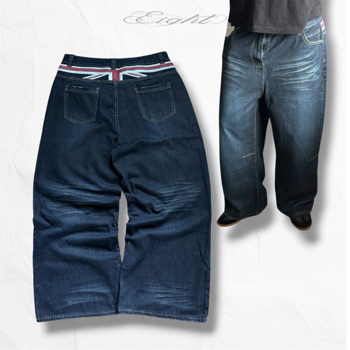 Archive baggy jeans джинси широкі вошед архив y2k sk8 british flag erd jaded opium grunge джинсы вошед синий blue wide leg