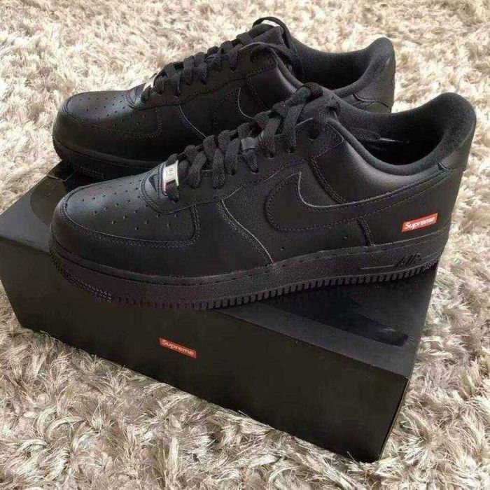 Кросівки Nike Air Force 1 low Supreme black чорні найк супрім форси