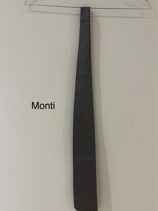 Monti szary wzorzysty jedwabny krawat męski we wzorki vintage