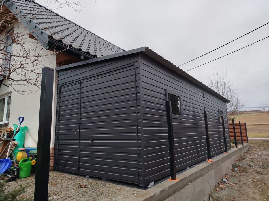 Garaż blaszany 3x7 Antracyt Profil zamkniety