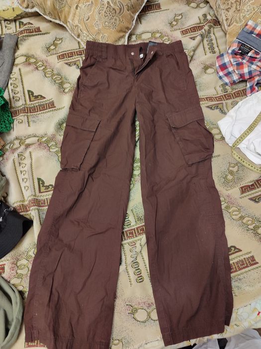 Шоколадні брюки карго на резинці