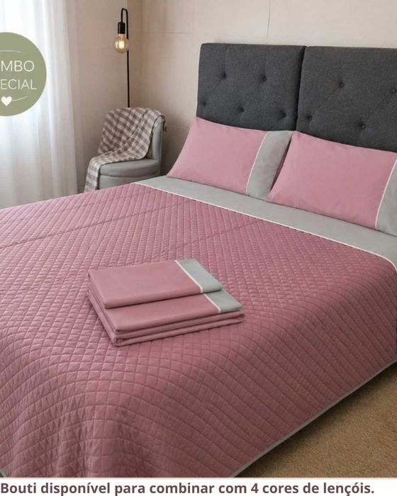 Conjunto de Cama Novo PraBella: Colcha Bouti + Jogo de Lençóis