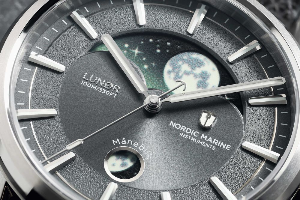 NMI LUNØR Shore Grey – automat, moonphase, pasek + bransoleta