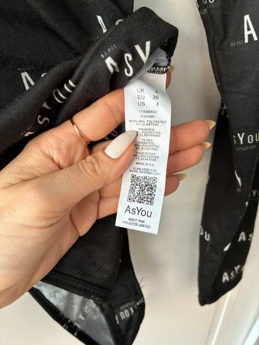 body czarne z napisami Asos xs Nowe