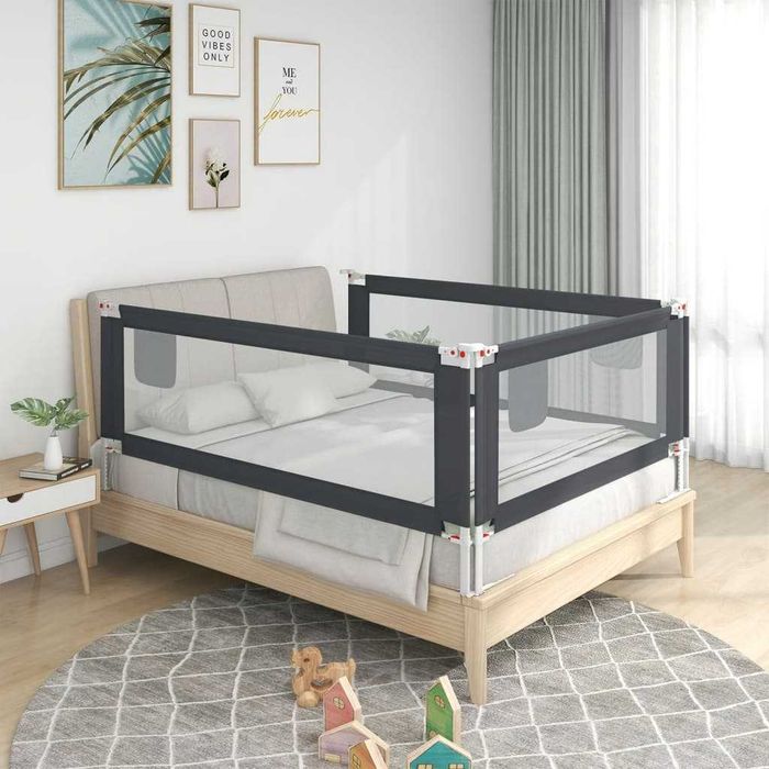 NOVO - Barra segurança p/ cama infantil tecido 200x25 cm cinza-escuro